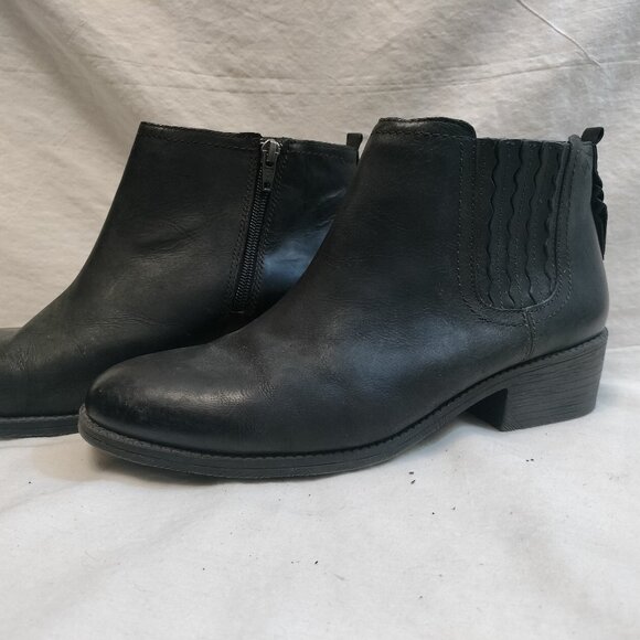Sperry Black Leather Block Heel Moto Booties - Picture 1 of 11